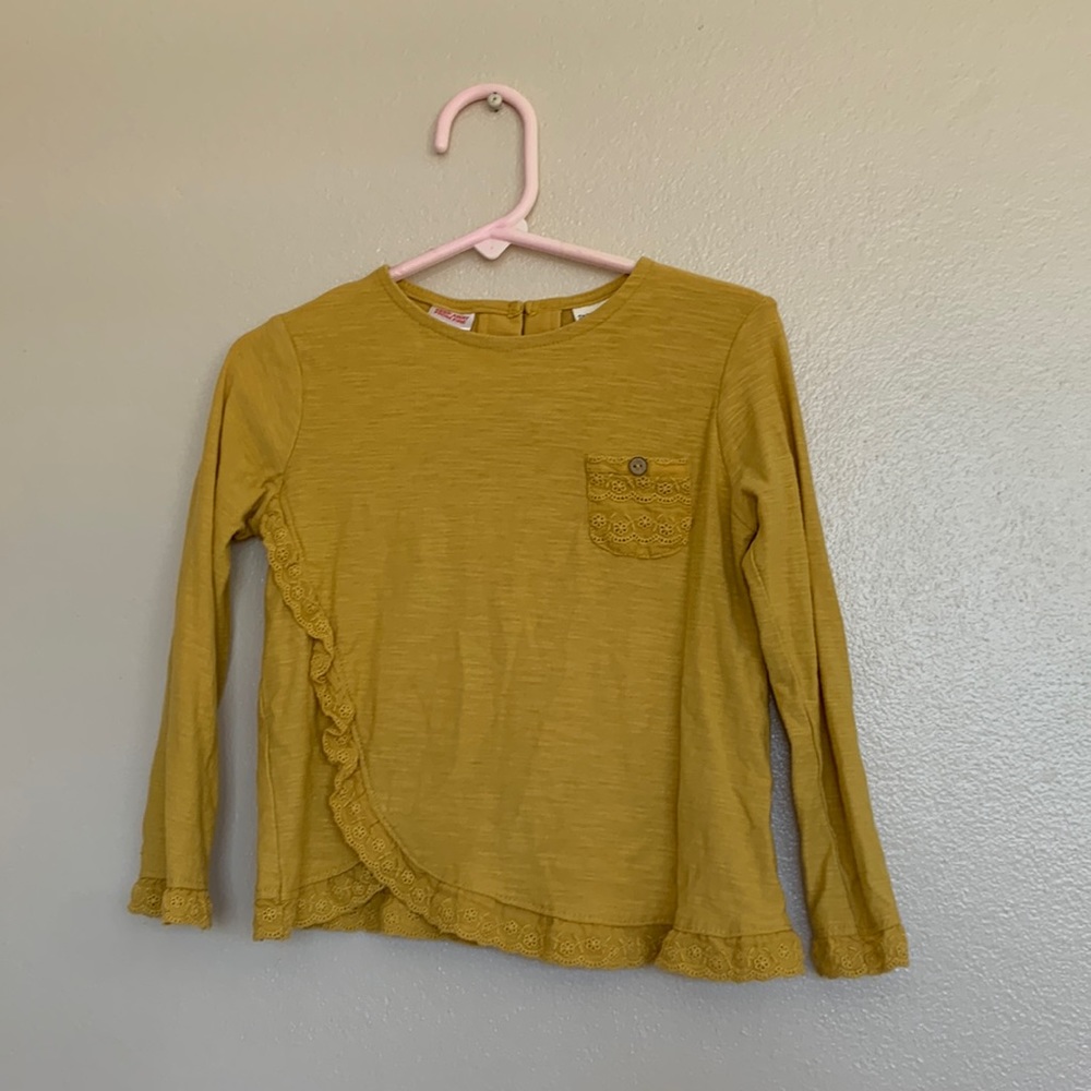 Zara Baby Girl Mustard Yellow Long Sleeve Top 3/4 - Picture 1 of 6